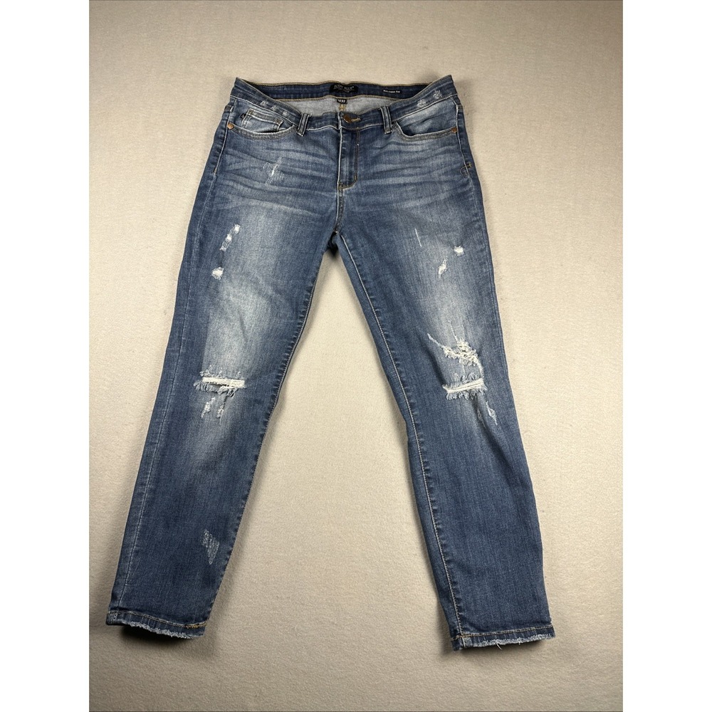Judy Blue Relaxed Fit Jeans Women 15/32 Blue Distressed‎ Straight Leg Stretch